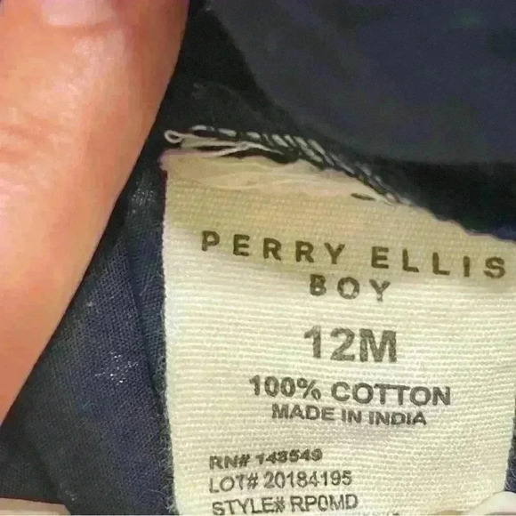 Perry Ellis Shirt Baby Boys Size 12M Navy Blue Button Up Short Sleeve Pocket - Picture 5 of 7